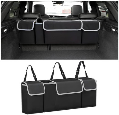 Zorbes Car Trunk Organizer Waterproof Large Backseat Hanging Storage Trunk Organizer(Black)