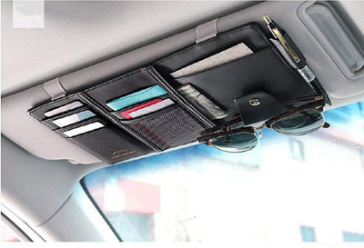 HASTHIP Leather Multi-Function Car Space Sun Visor Organizer Storage Pouch Trunk Organizer(Black)