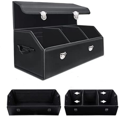talinoz Large Car Trunk Organizer Foldable Storage Box with Lid for All Vehicle Types Trunk Organizer(Black)