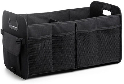 JVCV Car Trunk Boot Organizer Collapsible Multi-Compartment Car Storage Waterproof Trunk Organizer(Black)