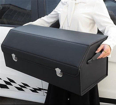 Litenyx Car Trunk Organizer with 3 Compartments Car Trunk Box for Storage(Large, Black) Trunk Organizer(Black)