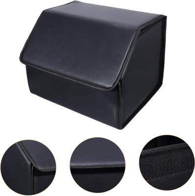 zishnav Leather Storage Case Car Accessories Car Trunk Case Foldable Container Trunk Organizer(Black)