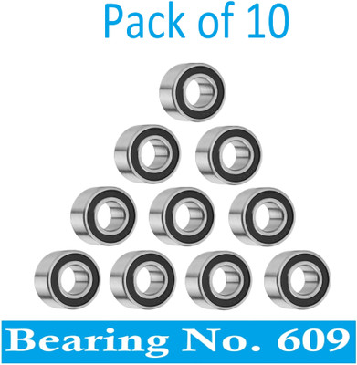 SINAL Pack of 10 Ball Bearing 609 2RS with 9mm inner and 24mm outer (BER51.3) Wheel Bearing