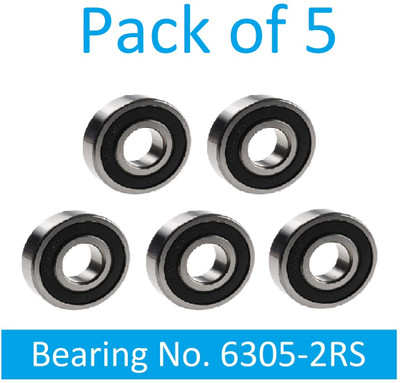 SINAL Pack of 5 Ball Bearing 6305 2RS with 25mm inner and 62mm outer (BER39.2) Wheel Bearing