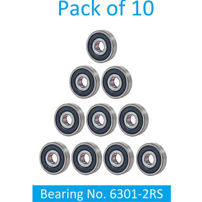 SINAL Pack of 10 Ball Bearing 6301 2RS with 12mm inner and 37mm outer (BER35.3) Wheel Bearing