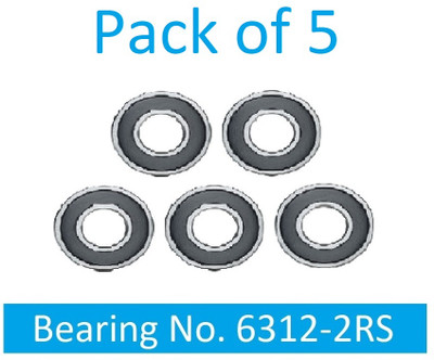 SINAL Pack of 5 Ball Bearing 6312 2RS with 80mm inner and 130mm outer (BER46.2) Wheel Bearing