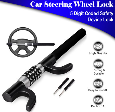 ASRYD Steering Lock,Anti-Theft Car Device,Keyless Password Retractable Steering Lock Heavy Duty Car Security Lock Anti Theft Device, Safety Password Lock Wheel Lock