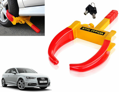 AUTO PEARL Wheel Clamp Lock Universal Security Adjustable Anti Theft Yellow Red Wheel Lock Compatible with A4 Wheel Lock