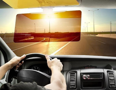 ASTA HUB Car visor Day & Night, Sun Protection Windshield for Clear Vision & Safe Driving Car Window Louver(Clear)