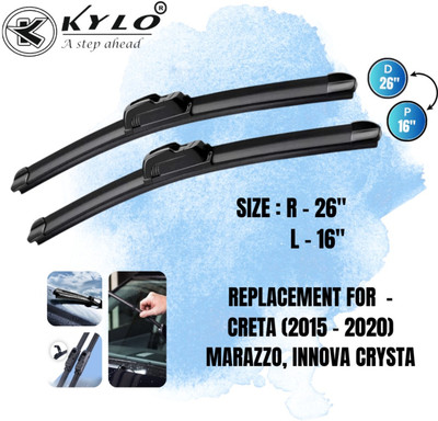 KYLO Flat Frameless Wiper Blade Windshield Wiper(65 cm, Passenger And Driver Side Wipers, Pack of: 2)