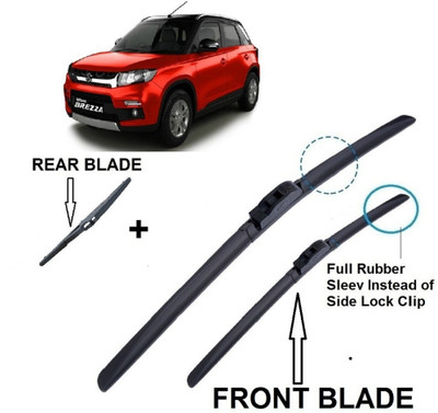 AutoClean FRONT FRAMELESS WIPER & REAR BLADE VITARA BREZZA Windshield Wiper(104 cm, Passenger And Driver Side Wipers, Pack of: 3)