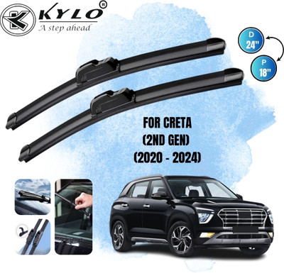 KYLO Flat Frameless Wiper Blade Windshield Wiper(60 cm, Passenger And Driver Side Wipers, Pack of: 2)