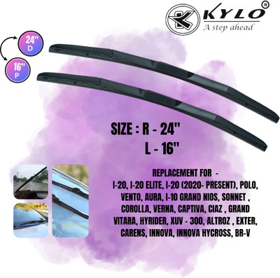 KYLO Hybrid Frameless Wiper Blade Windshield Wiper(60 cm, Passenger And Driver Side Wipers, Pack of: 2)