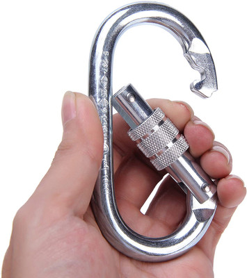 Fitcozi Snap/Spring Hooks with Round Lock and Regular Lock -Heavy Locking Carabiner(Silver)