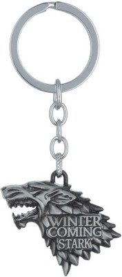 Maupin Game of Thrones GOT House 0Stark Winter is Coming Dire Wolf Head Sigil Golden Key Chain(Silver)