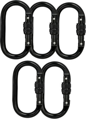 GOCART Alloy Steel O Shape Ring Locking Clips Suit For Rock Camping Climbing Outdoor Locking Carabiner(Black)