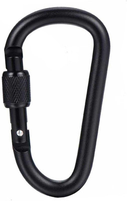 StealODeal Black Screw Locking Clip Hook D Shape Locking Carabiner(Black)