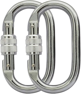 Onneybrothers Heavy Duty Locking Carabiner 23 kN for Rigging, Ropes, Hammock Locking Carabiner Locking Carabiner(Silver)