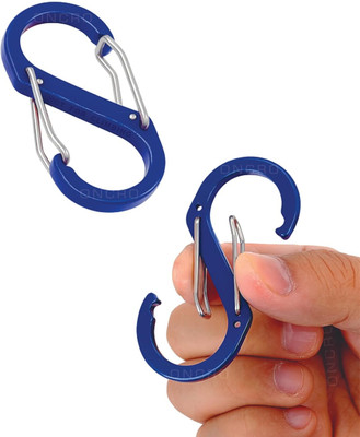 ONCRO Carabiner Clip Hooks S Shape Dual Quick Release Lock Spring Snap Buckle Keyring Locking Carabiner(Blue, Silver)