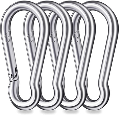 Firehawk 3 Inch Stainless Steel Spring or 316 Stainless Steel Clips Locking Snap Hook Locking Carabiner(Silver)