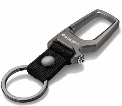 Spigen Key Ring Clip, Car Keychain Clip, Bottle Opener Keychain Locking Carabiner(Black)