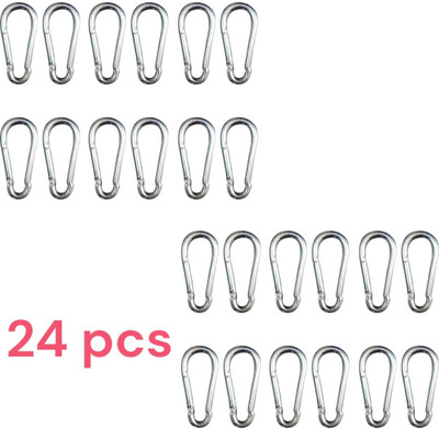 zenithfitness Heavy Duty Carabiner Hook for Gym Cable Machines – Silver, Steel – Pack of 24 Locking Carabiner(Silver)