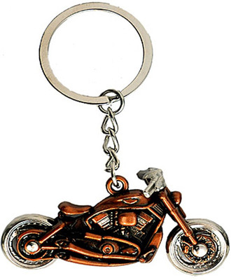 One Point Collections Motor Bike Shape Bronze Metallic Key Chain Full Metal Keyring For Car And Bike Key Chain(Brown)