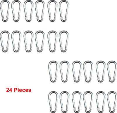 Aviva Sports Gym Machine Snap Hook Carabiner 24Pcs. Multipurpose, Silver Wire Locks Locking Carabiner(Silver)