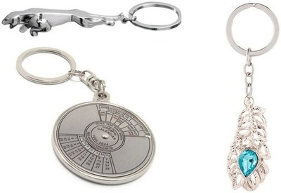 Phoenix Combo of Jaguar, Calender and OMG Key Chain(Silver)