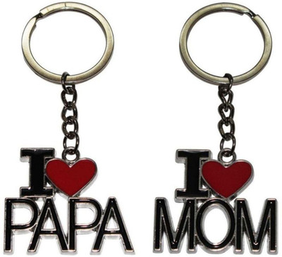 IM combo - I Love Mom I love Papa Metal Zinc Alloy Keychain Key ring Locking Key Chain(Silver)