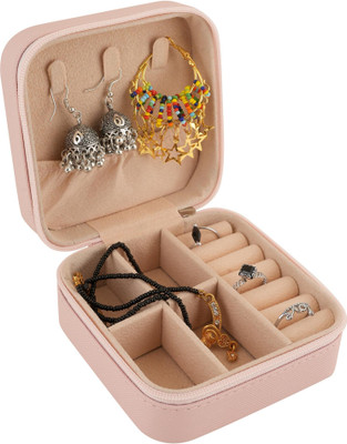MAA Compact Travel Jewelry Storage Organizer Box Locking Carabiner(Pink)