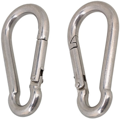 RIO PORT Stainless Steel Spring Snap Hook Carabiner Locking Carabiner(Silver)