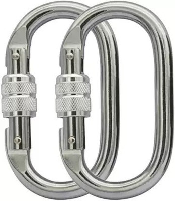 Keymaster Heavy Duty Locking Carabiner 23 kN for Rigging, Ropes, Hammock Locking Carabiner(Silver)
