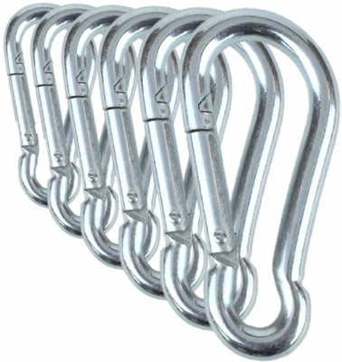 Keymaster Stainless Steel Spring Snap Hook Carabiner Hook Pack of 6 Locking Carabiner(Silver)