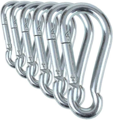 Tijarat Multipurpose Stainless Steel Snap Hook (Pack Of 6) Locking Carabiner(Silver)