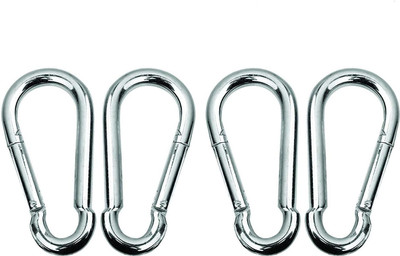 Artic Height Heavy Duty 8MM Thick Carabiner Snap Hook for Hiking/Camping/GYM Locking Pack of 4 Locking Carabiner(Silver)