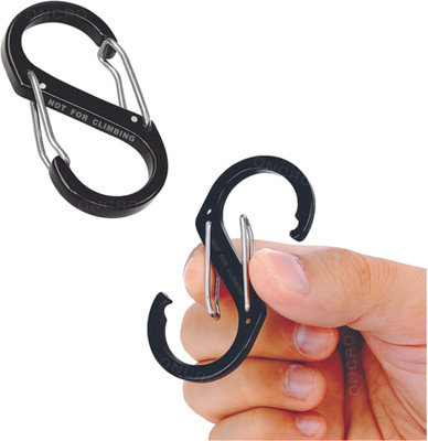 ONCRO Carabiner Clip Hooks S Shape Dual Quick Release Lock Spring Snap Buckle Keyring Locking Carabiner(Black, Silver)