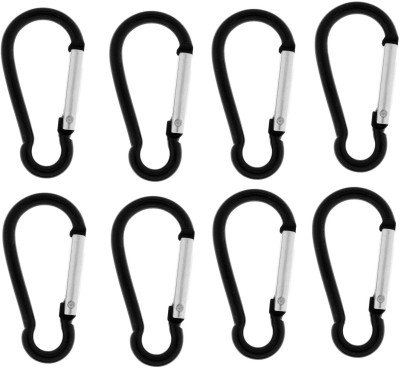 APNA KANHA Carabiner Spring Clip Hook Keychain for Outdoor Hiking Travelling ( Pack of 8 ) Locking Carabiner(Black)