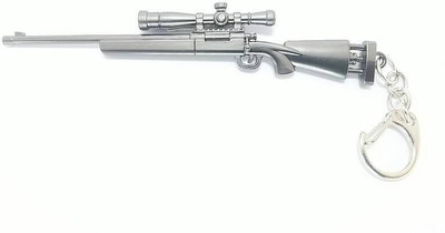eWAVE PUBG Real 3D Metal Body M24 SES Sniper Weapon 120mm Length Locking Key Chain(Silver)