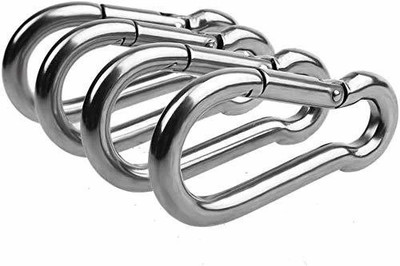KeyBiner Carabiner Hook 8mm 4 pcs Locking Carabiner(Silver)