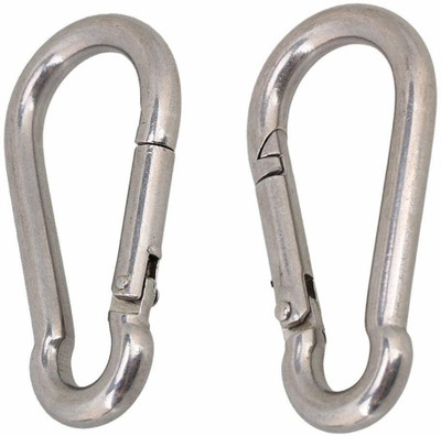 KeyBiner Heavy Duty 8MM Thick Stainless Steel Carabiner Snap Hook for Hiking/Camping/GYM Locking Carabiner(Silver)