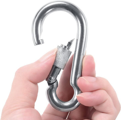 Leosportz 8mm Thickness Snap Hooks Heavy Duty Stainless Steel Fit for Gym,Climbing Locking Carabiner(Silver)