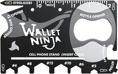Sindhia Wallet Ninja 18 in 1 Multi-purpose Credit Card Size Pocket Tool Key Chain(Black)