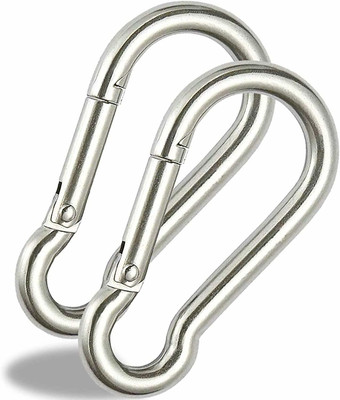 Keymaster M8x80mm Heavy Duty Safety Lock Cable Attachment,Stainless Steel Spring Snap Hook Carabiner(Silver)
