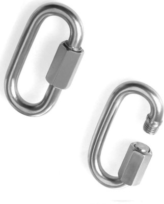 Rarehaunt 5 mm Heavy SS Carabiner Screw Swing Snap Hook Multipurpose Connector Sports 2 Pc Locking Carabiner(Silver)