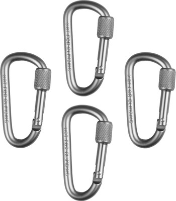 StealODeal Silver Aluminium with Screw Locking Hook (Pack of 4) Locking Carabiner(Silver)