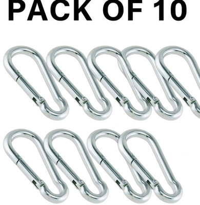 Leosportz 8mm Thickness Snap Hooks Heavy Duty Stainless Steel Fit for Gym,Climbing,Camping Locking Carabiner(Silver)