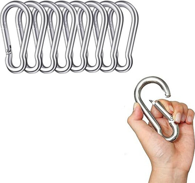 IGNITE WEIGHTS 3 Inch Stainless Steel Spring Snap Hook Carabiner/Hook Swing Connector Set of 8 Locking Carabiner(Silver)