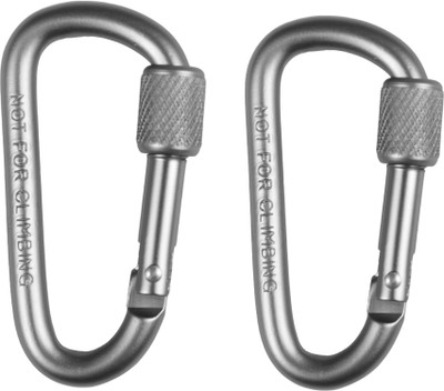 StealODeal Silver Aluminium with Screw Locking Hook (Pack of 2) Locking Carabiner(Silver)
