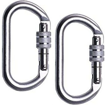 IBS Heavy Duty Screw Locking Steel Carabinar - 25 KN Locking Carabiner(Silver)
